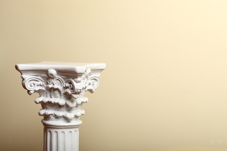 white column indoor on yellow backgroundの写真素材