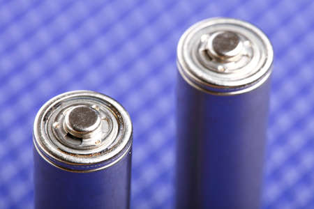 battery Energy supply equipment on blue backgroundの写真素材