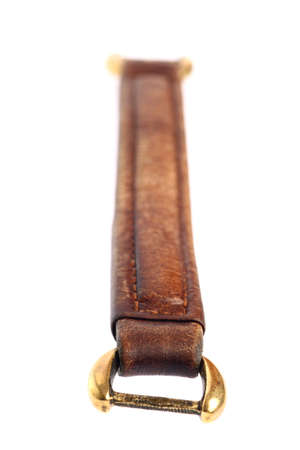 handle of a leather isolated on a white background.の写真素材