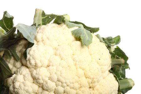 Fresh cauliflower isolated on white backgroundの写真素材