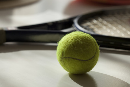 tennis ball and racketの写真素材