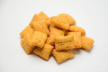 chocolate-filled corn pads on a white backgroundの写真素材