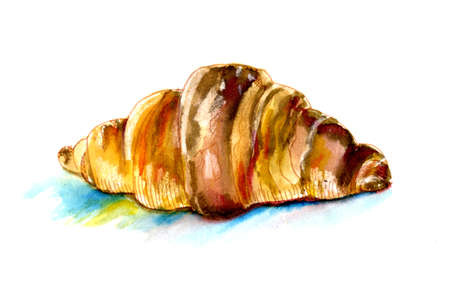 Hand drawn watercolour croissant isolated for your designの写真素材