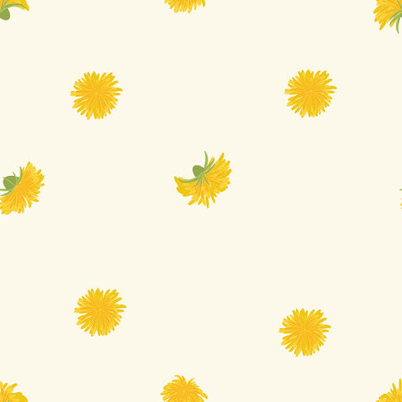 Dandelion seamless pattern on white background. Floral print for wallpaper and bed linen. nature backdrop.のイラスト素材