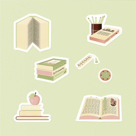 Cartoon drawing set of book for Student emoji. Hand drawn emotional schoolbook object. Actual Vector illustration character. creative art work.のイラスト素材