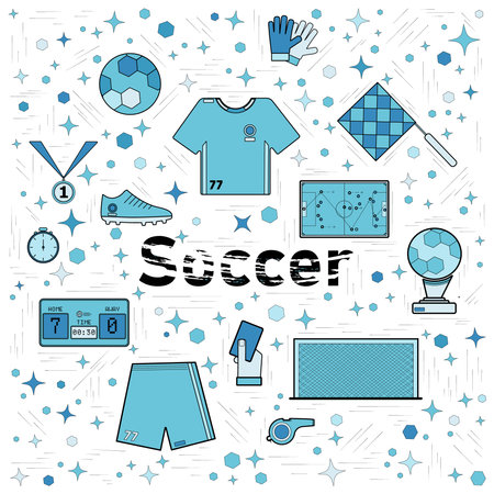 Sport outline wallpaper, soccer wrapping on squared paper.のイラスト素材