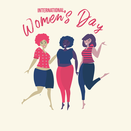 Isolated women. International Women's Day. Design templates for postcard, posterのイラスト素材