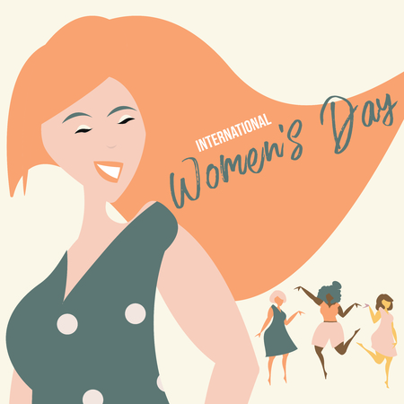 Isolated women. International Women's Day. Design templates for postcard, posterのイラスト素材