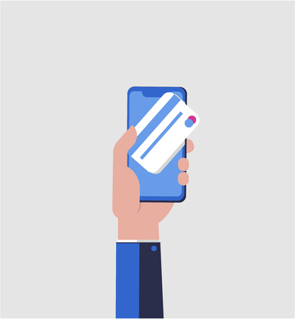Online banking. Transfer money. User experience for web and applications with modern woman using technology devices and gadgetsのイラスト素材