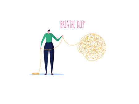 Psychotherapy session, psychological consultation and abstract problems concept. Man solves a psychological problem in depression. Vector illustration in cartoon designのイラスト素材