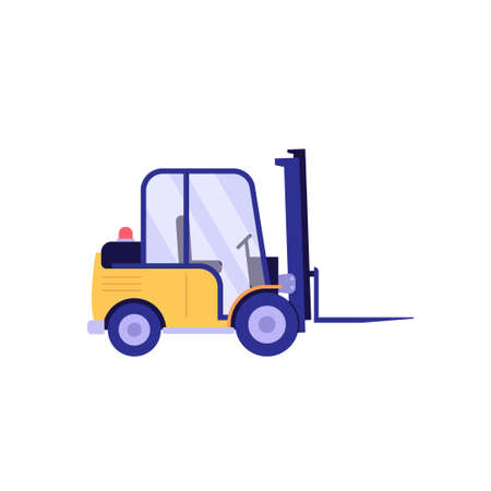 Warehouse forklift vector illustration in flat design. Warehouse transport isolated on white background. Element for warehouse storage, global logistics industry, delivery serviceのイラスト素材