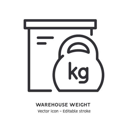 package weight line icon. Warehouse package, global logistics industry, delivery service flat outline icon. editable strokeのイラスト素材