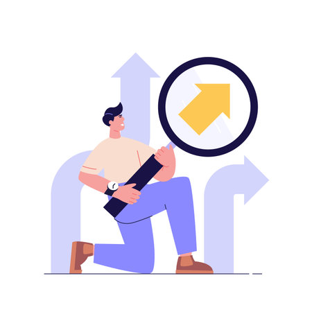 Decision making concept with choose different way. Student or employee choose career path. Various business ways. Difficult choice. Yes or no vector illustration in flat cartoon design for web bannerのイラスト素材