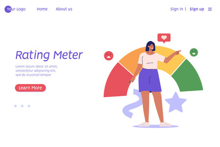 Customer Satisfaction Survey Clients Choosing Satisfaction Rating with Good and Bad Emotions. Concept of Client Feedback, Online Survey, Customer Review. Vector illustration for Web Designのイラスト素材
