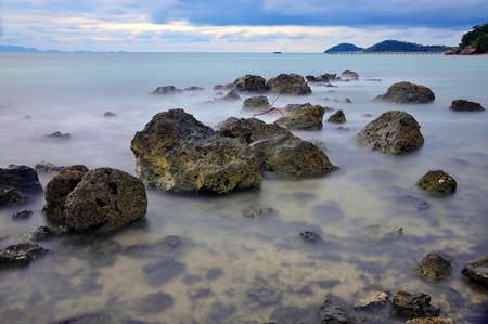 Sunset at Taling-Ngam Beach, Samui , Surat thani, THAILANDの写真素材