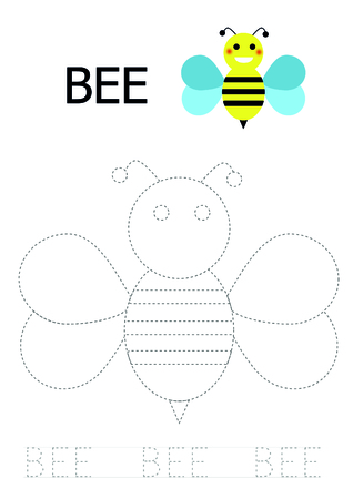 Bee Tracing Worksheetのイラスト素材