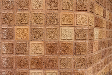 Thai design brown wall of building in university at Thailandの写真素材