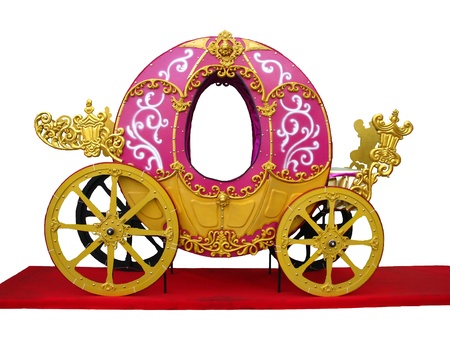Pumpkin carriage for Cinderella or Halloween isolated over white backgroundの写真素材