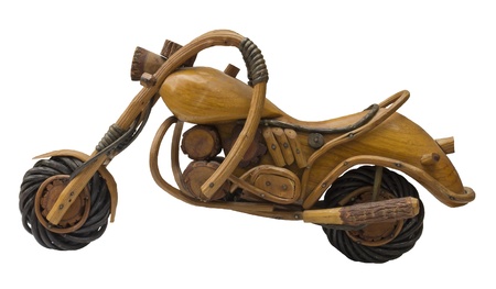 Wooden model of motorcycle, made of wood by skillfull homemade handyman.の写真素材