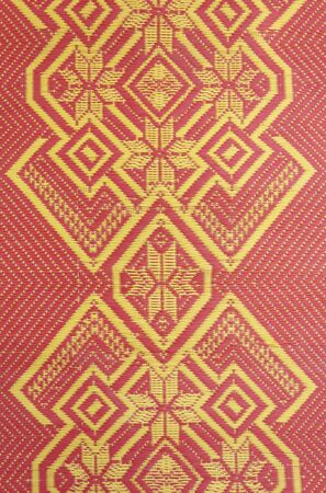 Design on Thai plastic mat made from plastic fiber