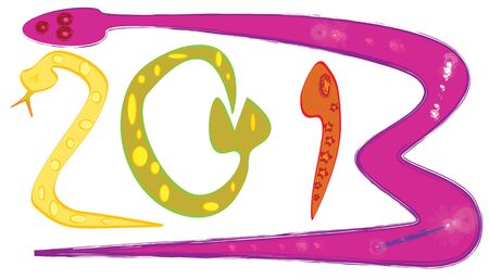 illustration of cartoon snake 2013のイラスト素材