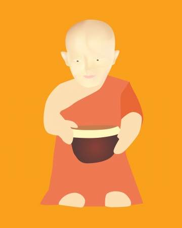 Vector Illustration of Buddhist monk cartoonのイラスト素材