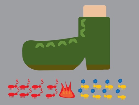 ant war under soldier bootのイラスト素材