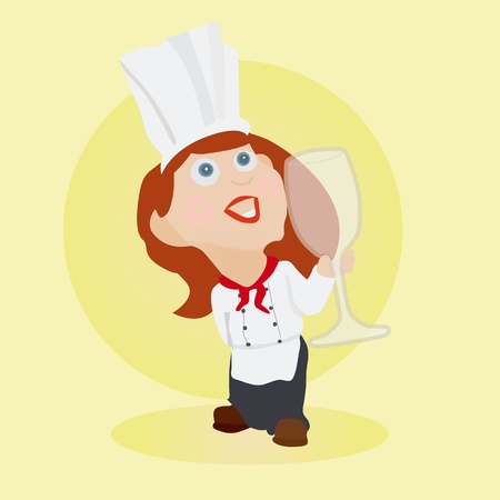 Chef with wine glass cartoonのイラスト素材