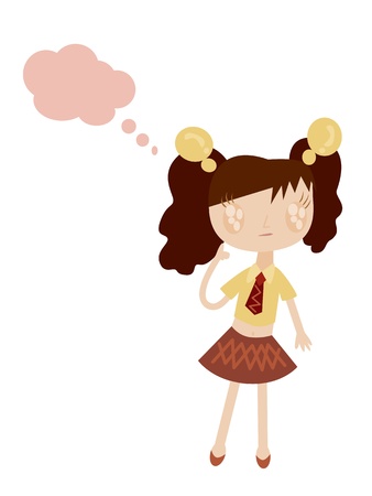  illustration of girl with speech bubbleのイラスト素材