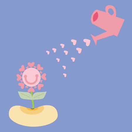Vector and illustration of cultivate seed with watering love it growth flower in loveのイラスト素材