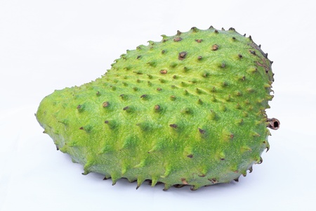 Soursop or Prickly Custard Apple or Durian belanda  Annona muricata L   isolated on white backgroundの写真素材