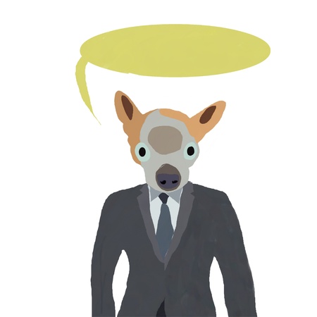 Digital art head of chihuahua dog business manの写真素材