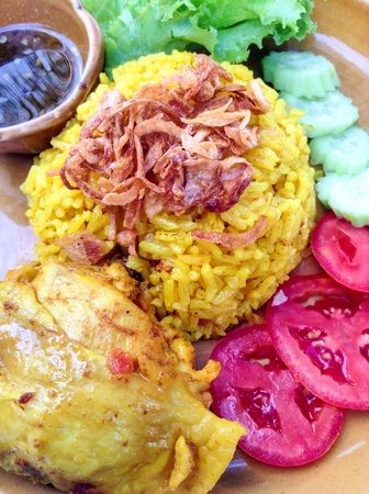 Chicken rice curry with coconut milk Koa Mook Gaiの素材