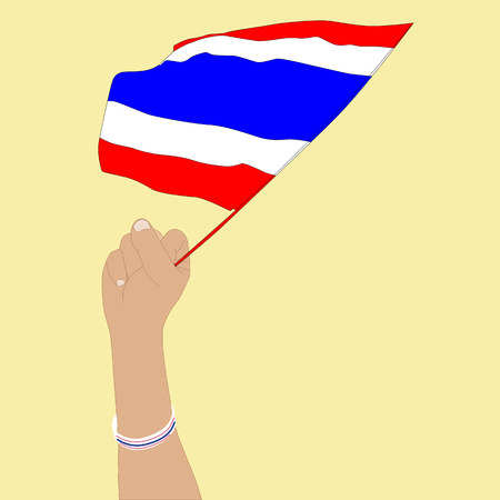 illustration human hand with Thailand flag wristband clenched fist held high in protestのイラスト素材