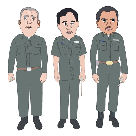 illustration set of security officer on white backgroundのイラスト素材