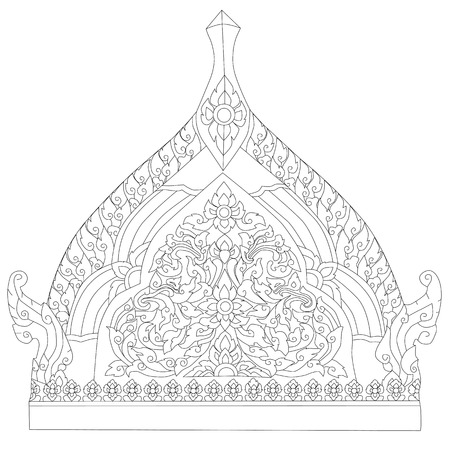 illustration of tradition Thai painting style for decorate over temple doorのイラスト素材