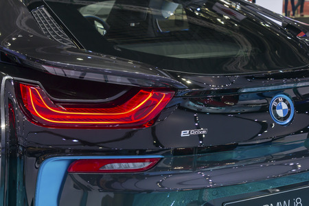BANGKOK - APRIL 2: BMW i8 car on display at The 35th Bangkok International Motor Show on April 2, 2014 in Bangkok, Thailand.のeditorial素材