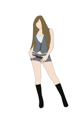 Vector illustration hot sexy beautiful girl in short sexy cowgirl isolated on white backgroundのイラスト素材