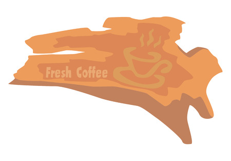 Vector illustration of a wooden board with a fresh coffee label on a white backgroundのイラスト素材