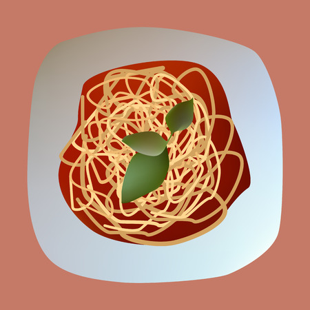 Vector illustration of spaghetti bolognese with tomato sauceのイラスト素材