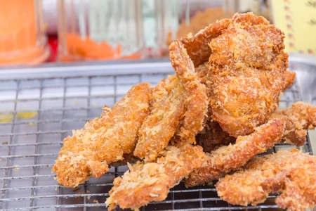 Fresh hot crispy deep fried chickenの写真素材