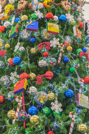 Christmas tree decoration close up background