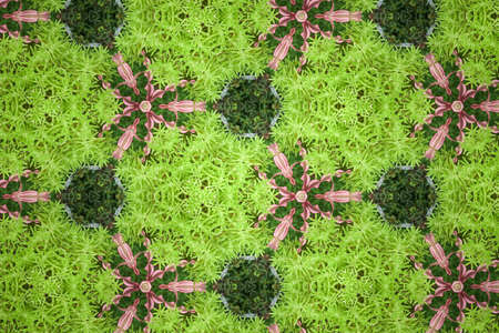 Abstract kaleidoscopic texture or background pattern design made from green leaf
