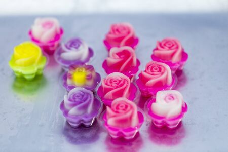 Traditional Thai sweet flower agar dessertの写真素材
