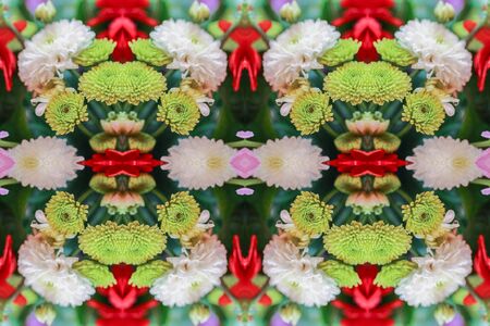 Beautiful abstract surreality pattern kaleidoscope geometric style ornament texture background made from fractal flower for use at graphic designの写真素材