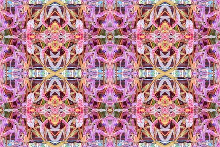 Beautiful abstract surreality pattern kaleidoscope geometric style ornament texture background made from fractal flower for use at graphic designの写真素材