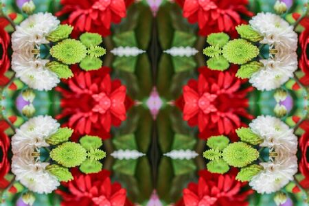 Beautiful abstract surreality pattern kaleidoscope geometric style ornament texture background made from fractal flower for use at graphic designの写真素材