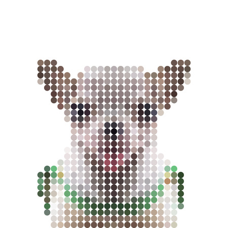 Vector illustration dot pixel head chihuahua dog isolated on white backgroundのイラスト素材