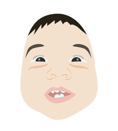 Vector illustration cartoon character laughing boy faceのイラスト素材