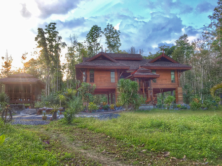 New wooden house in Thailandの写真素材